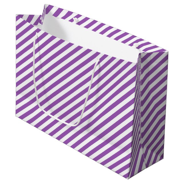 Bolsa De Regalo Grande Diagonal purple and white stripes pattern (Angulo Anverso)