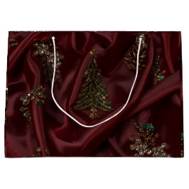 Bolsa De Regalo Grande Diamante de aspecto de seda Borgoña