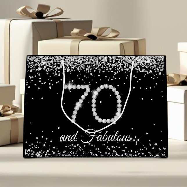 Bolsa De Regalo Grande Diamantes elegantes 70 y fabuloso (70 and fabulous Diamonds gift bag)