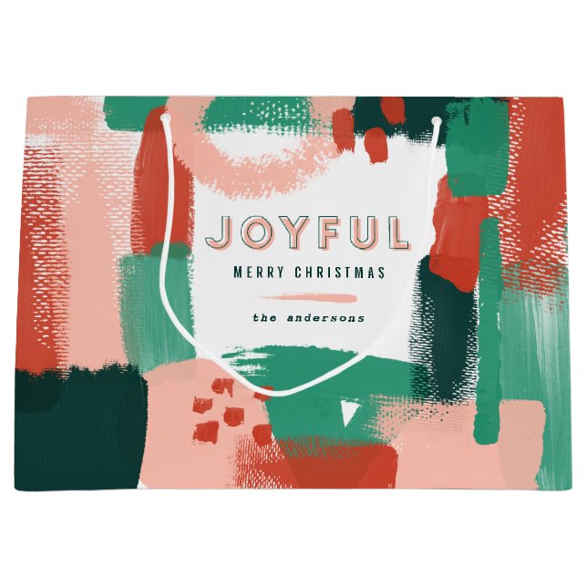 Bolsa De Regalo Grande Dibujo abstracto moderno rojo, rosa + verde alegre (Anverso)