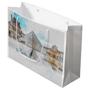 Bolsa De Regalo Grande Dibujo acuarela del Louvre París, Francia