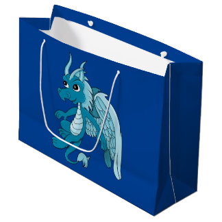 Bolsa De Regalo Grande Dibujo animado del dragón azul