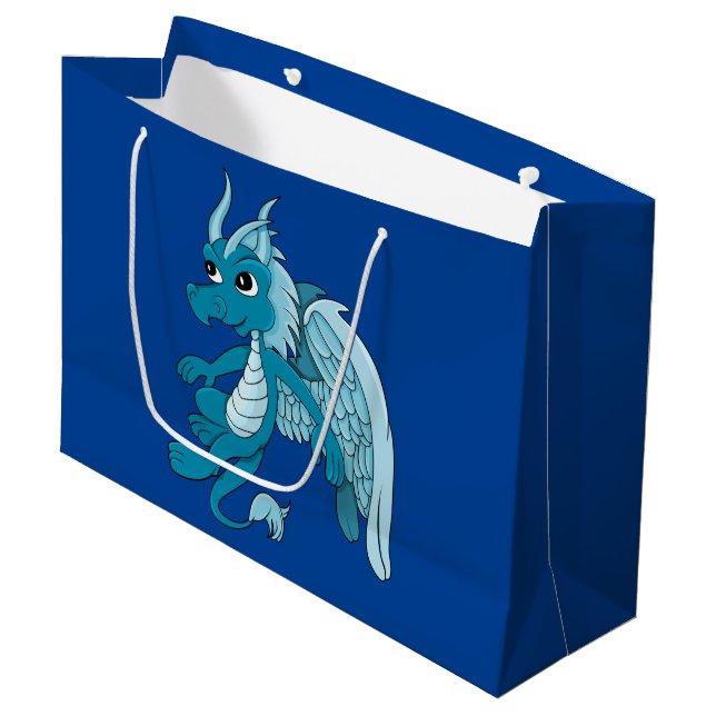 Bolsa De Regalo Grande Dibujo animado del dragón azul (Angulo Anverso)