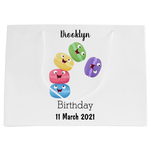 Bolsa De Regalo Grande Dibujo animado lindo y divertido de macarrones (Anverso)