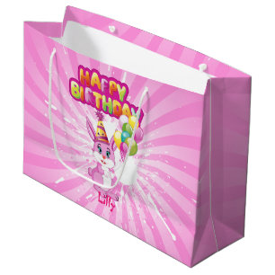 Bolsa De Regalo Grande Dibujo animado rosado del cumpleaños del conejito