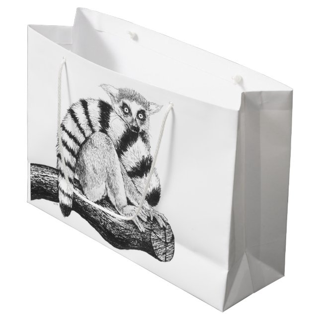 Bolsa De Regalo Grande Dibujo de Lemur (Angulo Anverso)
