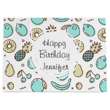 Dibujo de Línea de Cumpleaños de Patrón de Frutas 