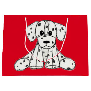 Bolsa De Regalo Grande Dibujo de perro de peluche dálmata contorno simple
