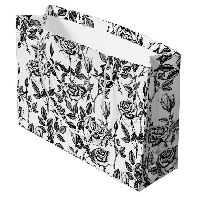 Bolsa De Regalo Grande dibujo de rosas (Angulo reverso)