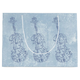 Bolsa De Regalo Grande Dibujo lineal del violín azul
