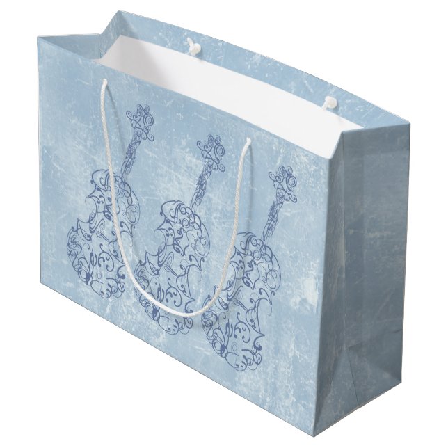 Bolsa De Regalo Grande Dibujo lineal del violín azul (Angulo reverso)