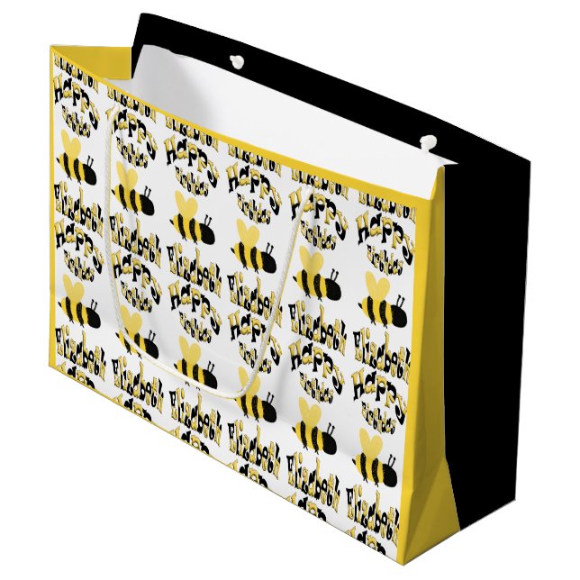 Bolsa De Regalo Grande Dibujo personalizado único de Bumblebee Doodle B-D (Angulo Anverso)