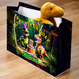 Bolsa De Regalo Grande Dino cuatro dinosaurios feliz cumpleaños