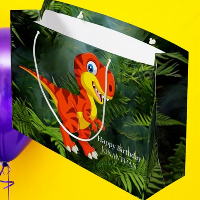 Bolsa De Regalo Grande Dinosaur Brown T Rex Jurassim Fiesta (Make every celebration special with this Dinosaur Brown T Rex Jurassic Party Large Gift Bag)