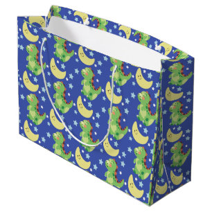Bolsa De Regalo Grande Dinosaurio azul