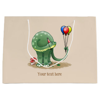 Bolsa De Regalo Grande Dinosaurio con globos de cumpleaños