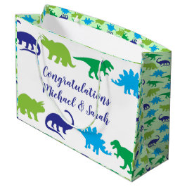 Bolsa De Regalo Grande Dinosaurio lindo Baby Shower Dino Blue and Green B