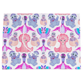 Bolsa De Regalo Grande Dinosaurios color agua rosada Cumpleaños Baby Show