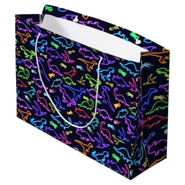 Bolsa De Regalo Grande Dinosaurios neones  (Angulo reverso)