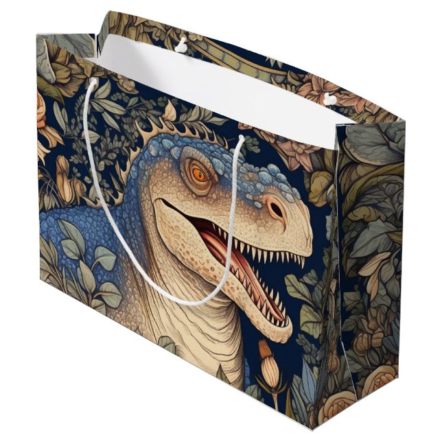 Bolsa De Regalo Grande Dinosaurios y flores estilo Art Nouveau (Angulo reverso)