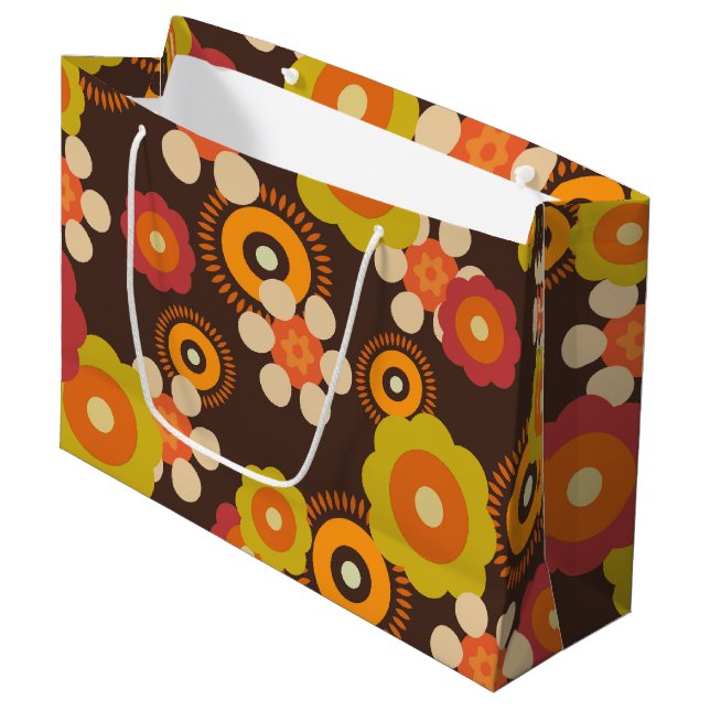 Bolsa De Regalo Grande Disco 70s 60s Retro Flowers Pop Culture (Angulo Anverso)