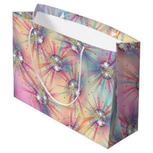 Bolsa De Regalo Grande Disco Ball Baby Shower Groovy Pastel Rainbow