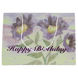 Bolsa De Regalo Grande Diseñador de flores moradas