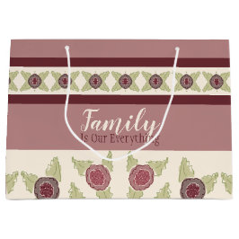 Bolsa De Regalo Grande Diseñador Floral De Pluma Y Frambuesa