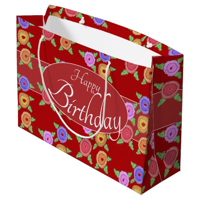 Bolsa De Regalo Grande Diseñador florido y elegante (Angulo reverso)