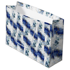 Bolsa De Regalo Grande Diseño abstracto de lujo de mármol azul elegante