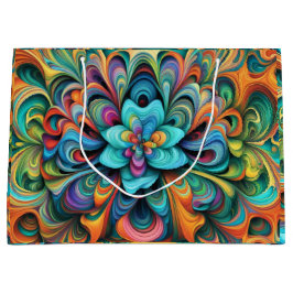 Bolsa De Regalo Grande Diseño abstracto de muchas flores