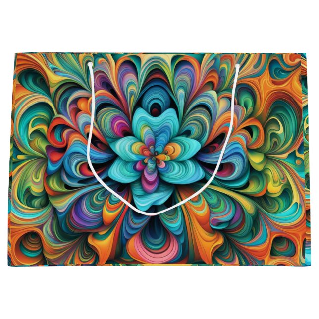 Bolsa De Regalo Grande Diseño abstracto de muchas flores (Anverso)