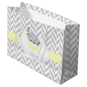 Bolsa De Regalo Grande Diseño amarillo del elefante - ducha del bebé