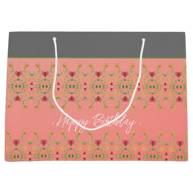 Bolsa De Regalo Grande Diseño artístico floral (Anverso)