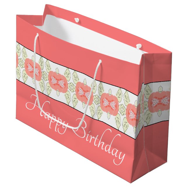 Bolsa De Regalo Grande Diseño artístico floral (Angulo Anverso)