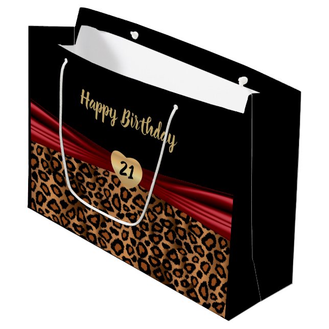 Bolsa De Regalo Grande Diseño bonito del leopardo de Brown (Angulo Anverso)