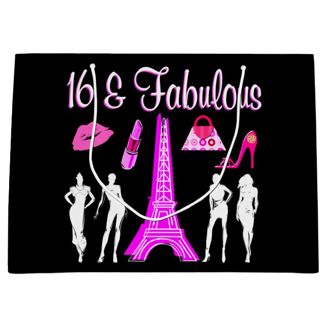 BOLSA DE REGALO GRANDE DISEÑO DE 16º CUMPLEAÑOS INSPIRADO EN PARÍS (Anverso)