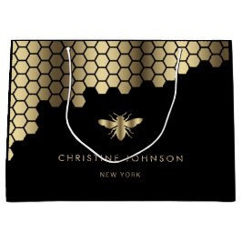 Bolsa De Regalo Grande diseño de abejas de Relieve metalizado de honeycom