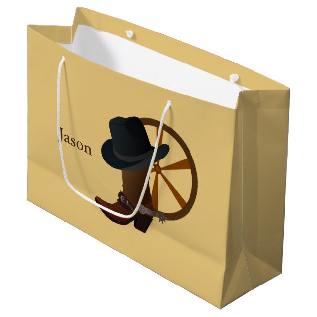 Bolsa De Regalo Grande Diseño de arranque de Cowboy LGB (Angulo Anverso)