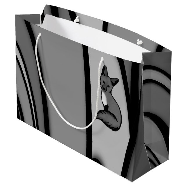 Bolsa De Regalo Grande Diseño de arte moderno Fox en plata (Angulo reverso)
