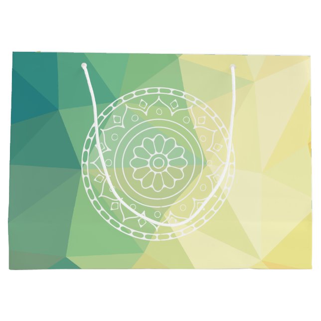 Bolsa De Regalo Grande Diseño de boho de mandala de flor redonda (Reverso)