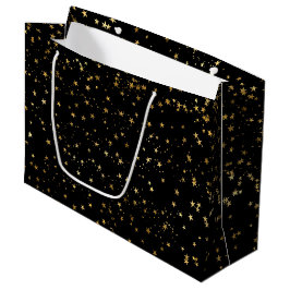 Bolsa De Regalo Grande Diseño de Estrellas Doradas Celestiales Elegantes 