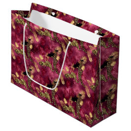 Bolsa De Regalo Grande Diseño de la serie Burgundy y Gold Leopard 10