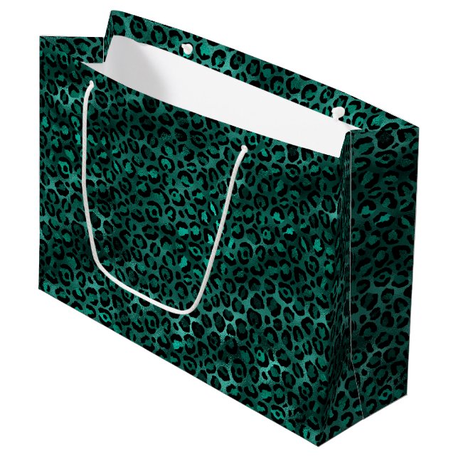 Bolsa De Regalo Grande Diseño de la serie Leopardo verde azulado y dorado (Angulo Anverso)