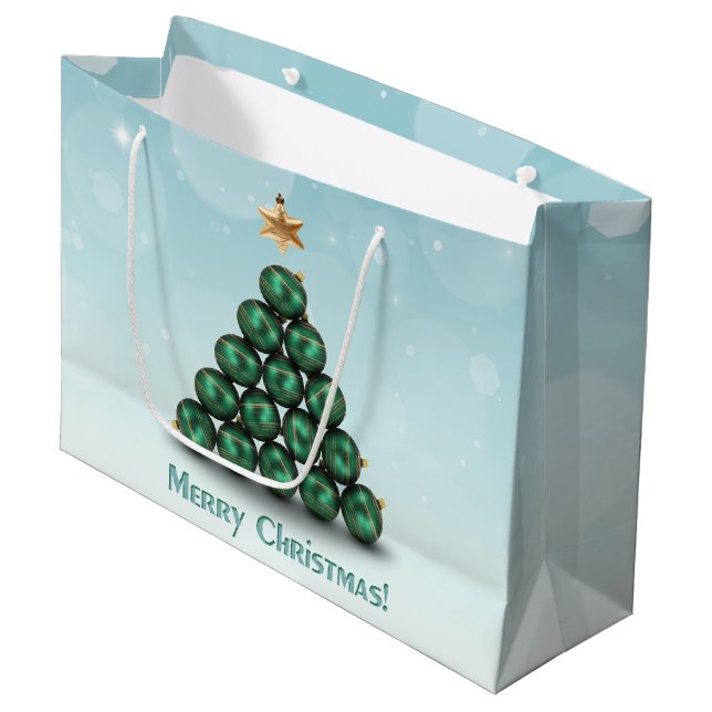 Bolsa De Regalo Grande Diseño de Merry Christmas Balls Tree Mint Pastel (Angulo Anverso)