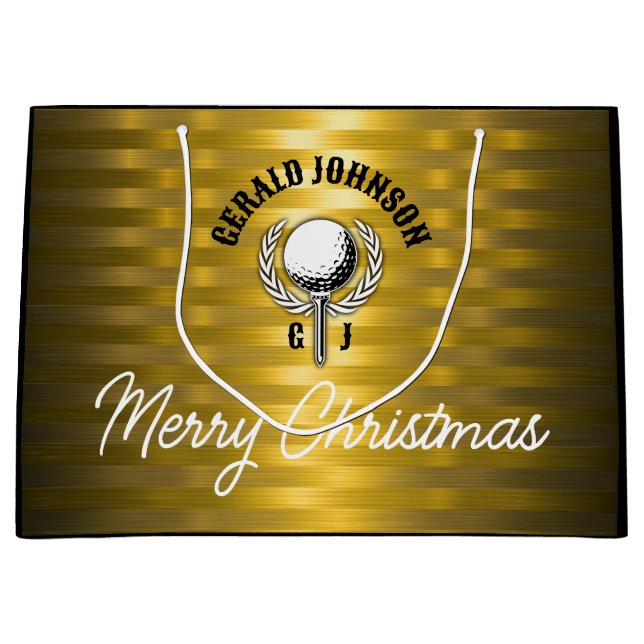 Bolsa De Regalo Grande Diseño de monograma de golf elegante para personal (Anverso)
