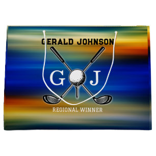 Bolsa De Regalo Grande Diseño de monograma de golf Sunset