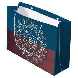 Bolsa De Regalo Grande Diseño de monograma entrelazado azul mauve de medi