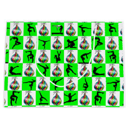 BOLSA DE REGALO GRANDE DISEÑO DE NAVIDADES DE GIMNASIA VERDE FESTIVOS