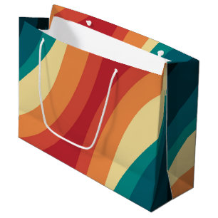 Bolsa De Regalo Grande Diseño de ondas de estilo retro multicolor